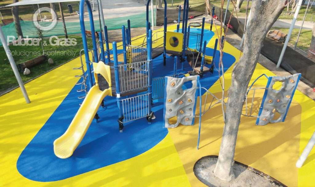 Instalación de pavimento de caucho