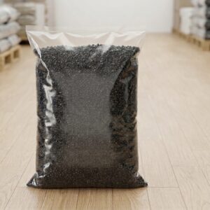 Grano de caucho SBR negro de 2-3mm para bases amortiguadoras y pavimentos in situ - Rubber & Grass Chile.